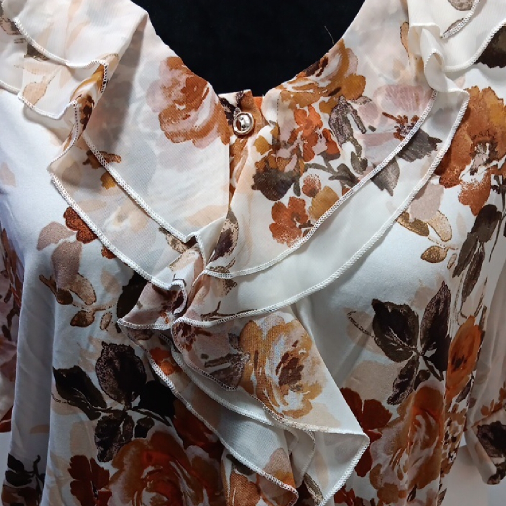 PerSeption Concept Floral Blouse - Brown and Cream - Picture 2 of 6